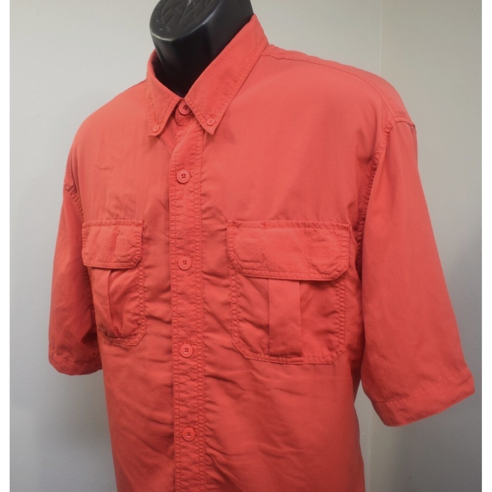 Duluth Trading Co Vented Shirt Red Short Sleeve 100% Nylon Hiking Mens Large